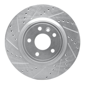 Ford Explorer Brake Rotor (1) - Front Left - R1 Concepts - Drilled & Slotted - Silver - `11-`19